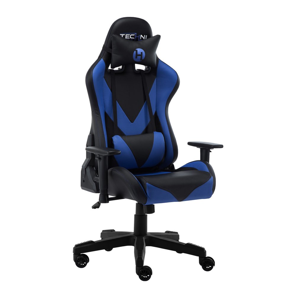 Blue And Black Swivel Rolling Gaming Chair