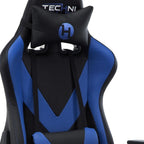 Blue And Black Swivel Rolling Gaming Chair