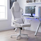 White Velvet Swivel Rolling Gaming Chair
