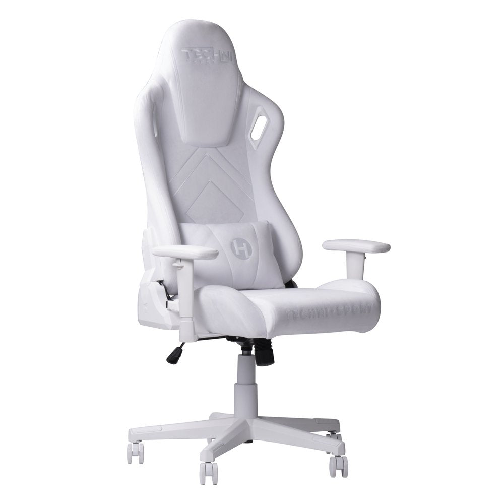 White Velvet Swivel Rolling Gaming Chair