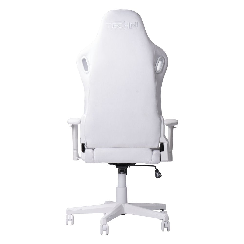 White Velvet Swivel Rolling Gaming Chair