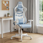 Blue And White Swivel Rolling Gaming Chair
