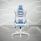 Blue And White Swivel Rolling Gaming Chair
