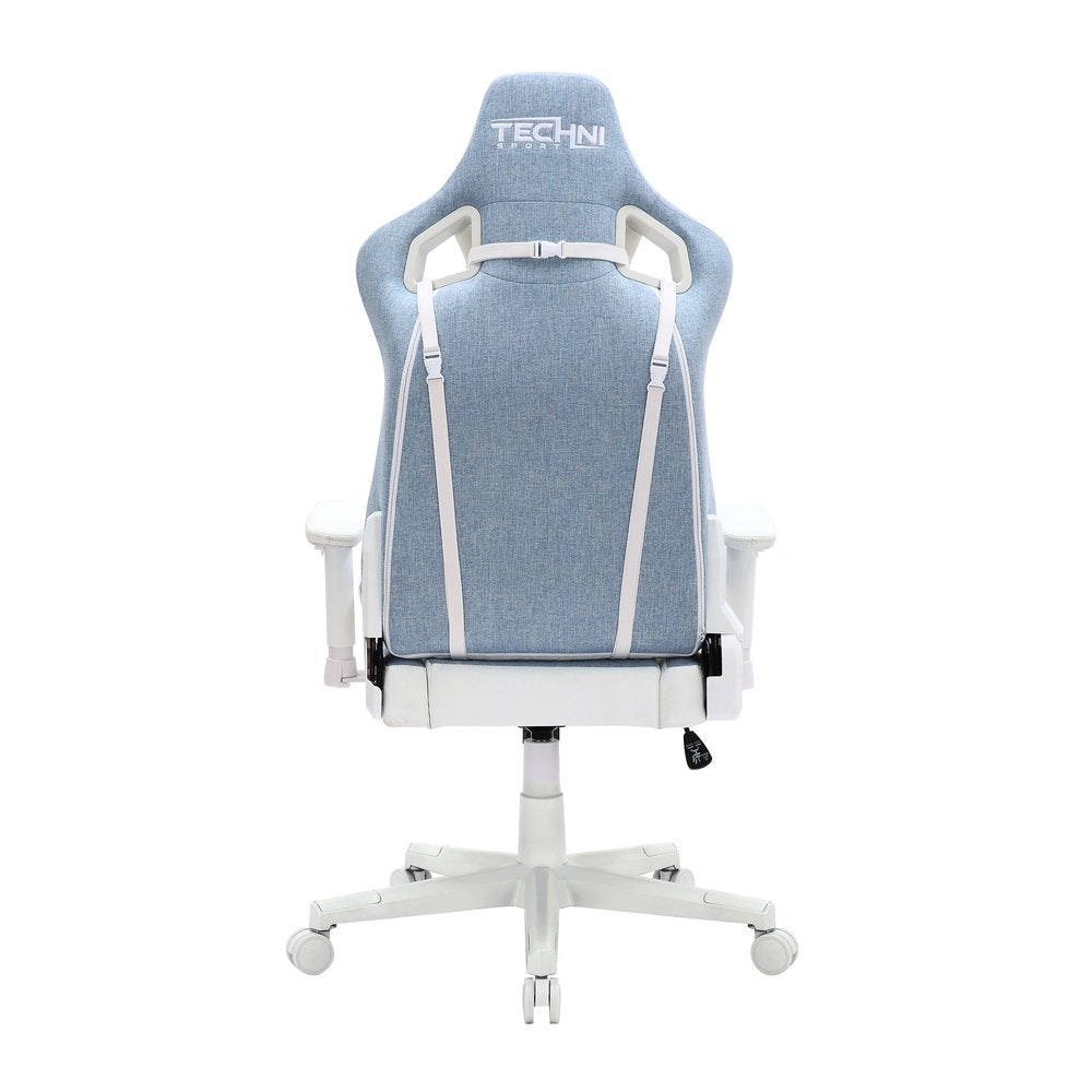 Blue And White Swivel Rolling Gaming Chair