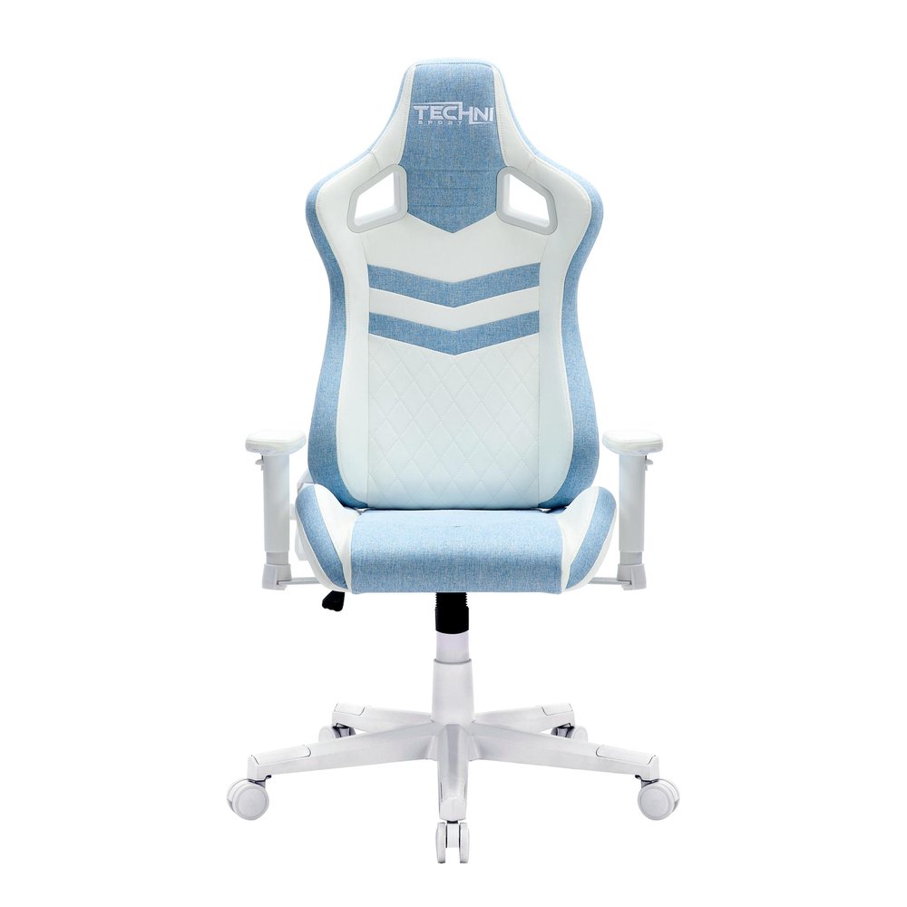 Blue And White Swivel Rolling Gaming Chair