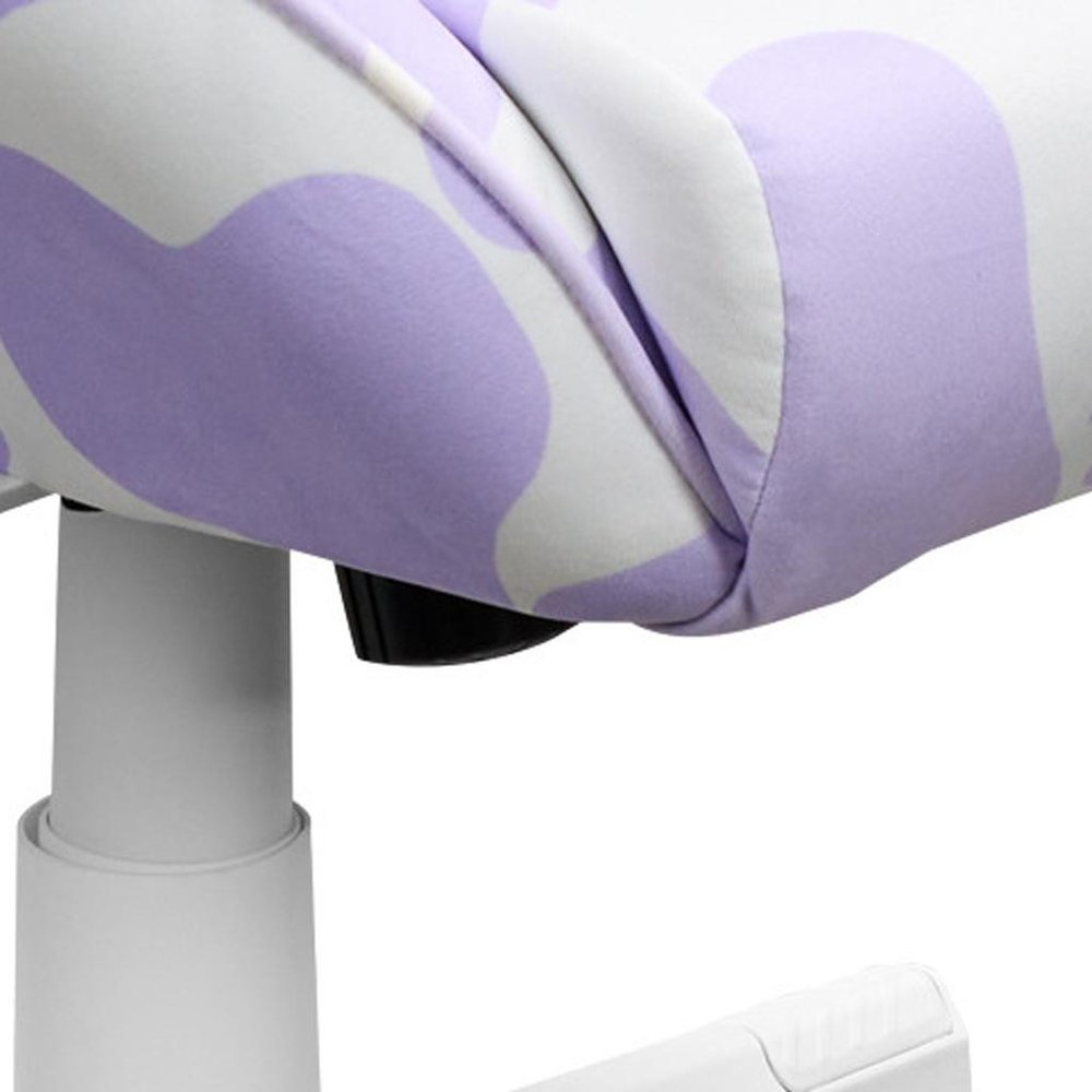 Lavender and White Cow Print Adjustable Height Rolling Gaming Chair