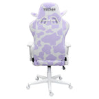 Lavender and White Cow Print Adjustable Height Rolling Gaming Chair
