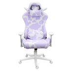 Lavender and White Cow Print Adjustable Height Rolling Gaming Chair