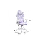 Lavender and White Cow Print Adjustable Height Rolling Gaming Chair