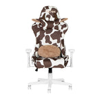 Lavender and White Cow Print Adjustable Height Rolling Gaming Chair