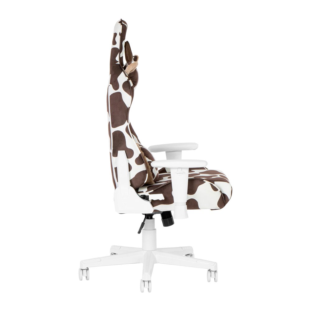 Lavender and White Cow Print Adjustable Height Rolling Gaming Chair