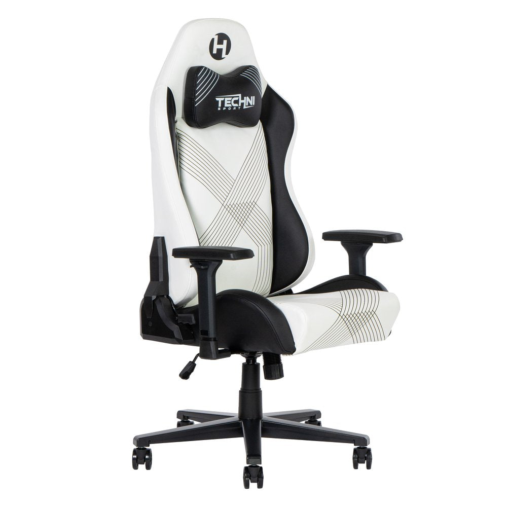 Black And White And Black Swivel Rolling Gaming Chair