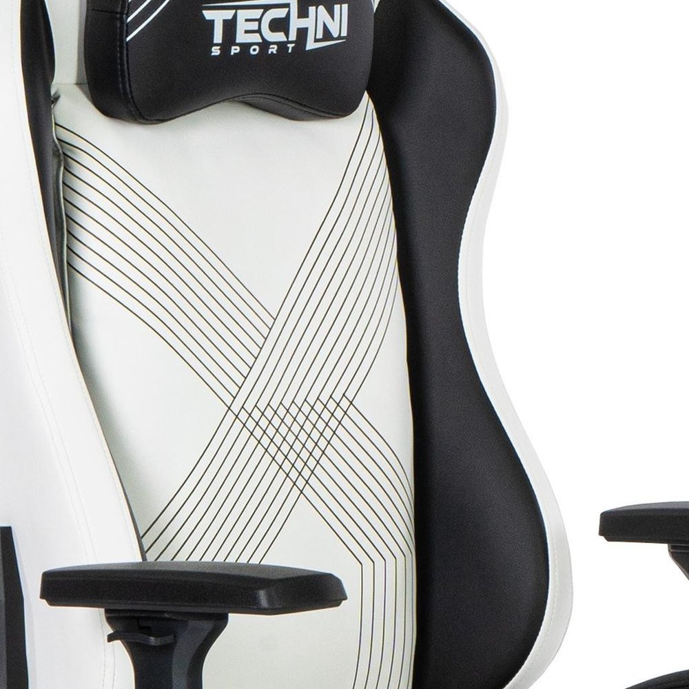 Black And White And Black Swivel Rolling Gaming Chair