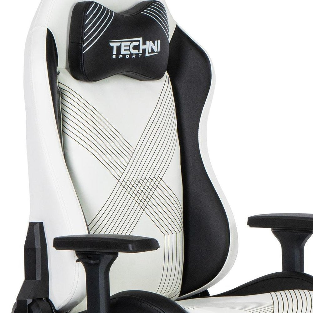 Black And White And Black Swivel Rolling Gaming Chair