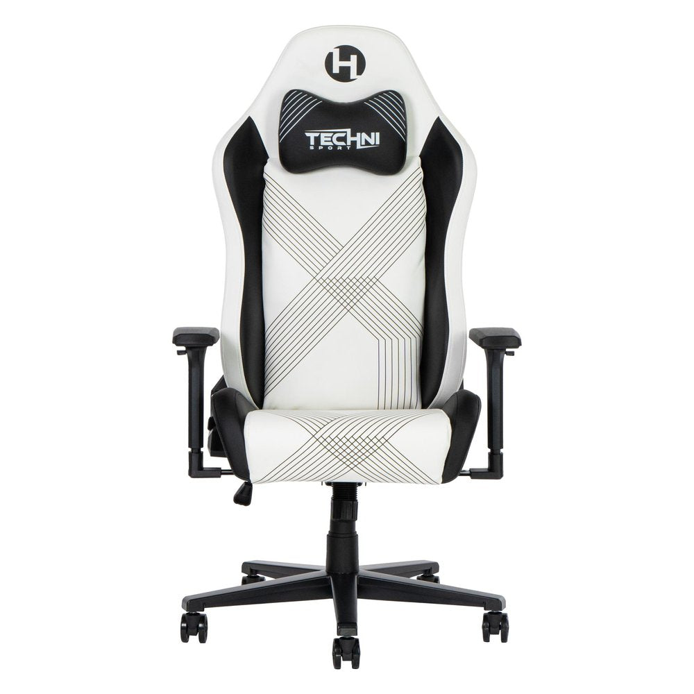 Black And White And Black Swivel Rolling Gaming Chair