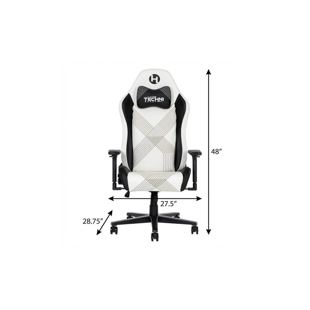 Black And White And Black Swivel Rolling Gaming Chair