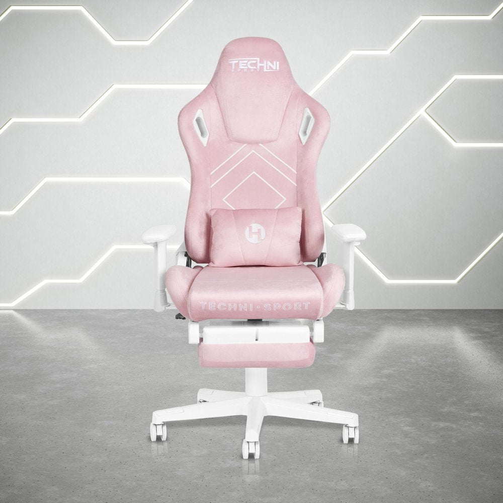 Pink And White Adjustable Height Swivel Rolling Gaming Chair
