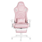Pink And White Adjustable Height Swivel Rolling Gaming Chair