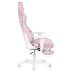 Pink And White Adjustable Height Swivel Rolling Gaming Chair