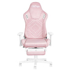 Pink And White Adjustable Height Swivel Rolling Gaming Chair