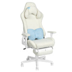 White Adjustable Height Swivel Rolling Gaming Chair With Footrest