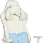 White Adjustable Height Swivel Rolling Gaming Chair With Footrest