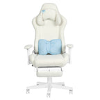 White Adjustable Height Swivel Rolling Gaming Chair With Footrest