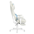 White Adjustable Height Swivel Rolling Gaming Chair With Footrest