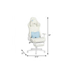 White Adjustable Height Swivel Rolling Gaming Chair With Footrest