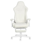 White Adjustable Height Swivel Rolling Gaming Chair With Footrest