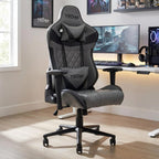 Gray And Black Adjustable Height Swivel Rolling Gaming Chair