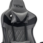 Gray And Black Adjustable Height Swivel Rolling Gaming Chair