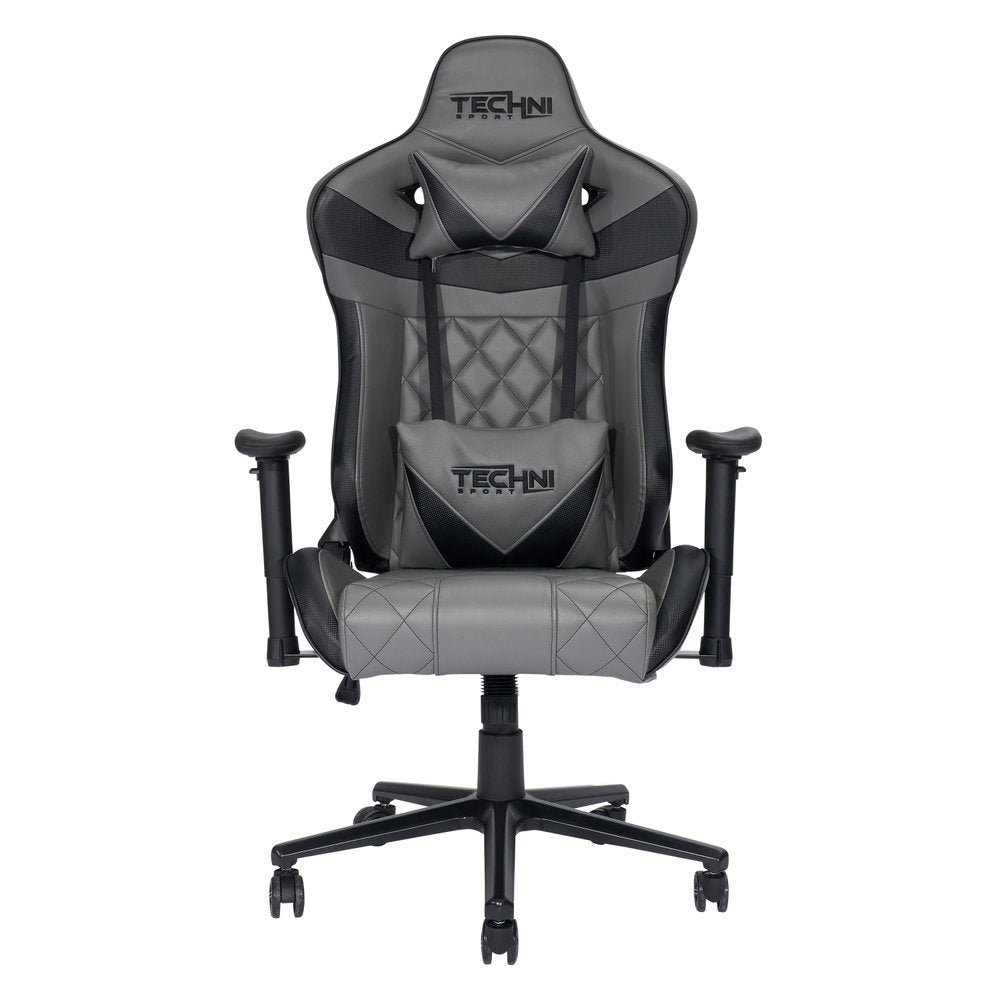 Gray And Black Adjustable Height Swivel Rolling Gaming Chair