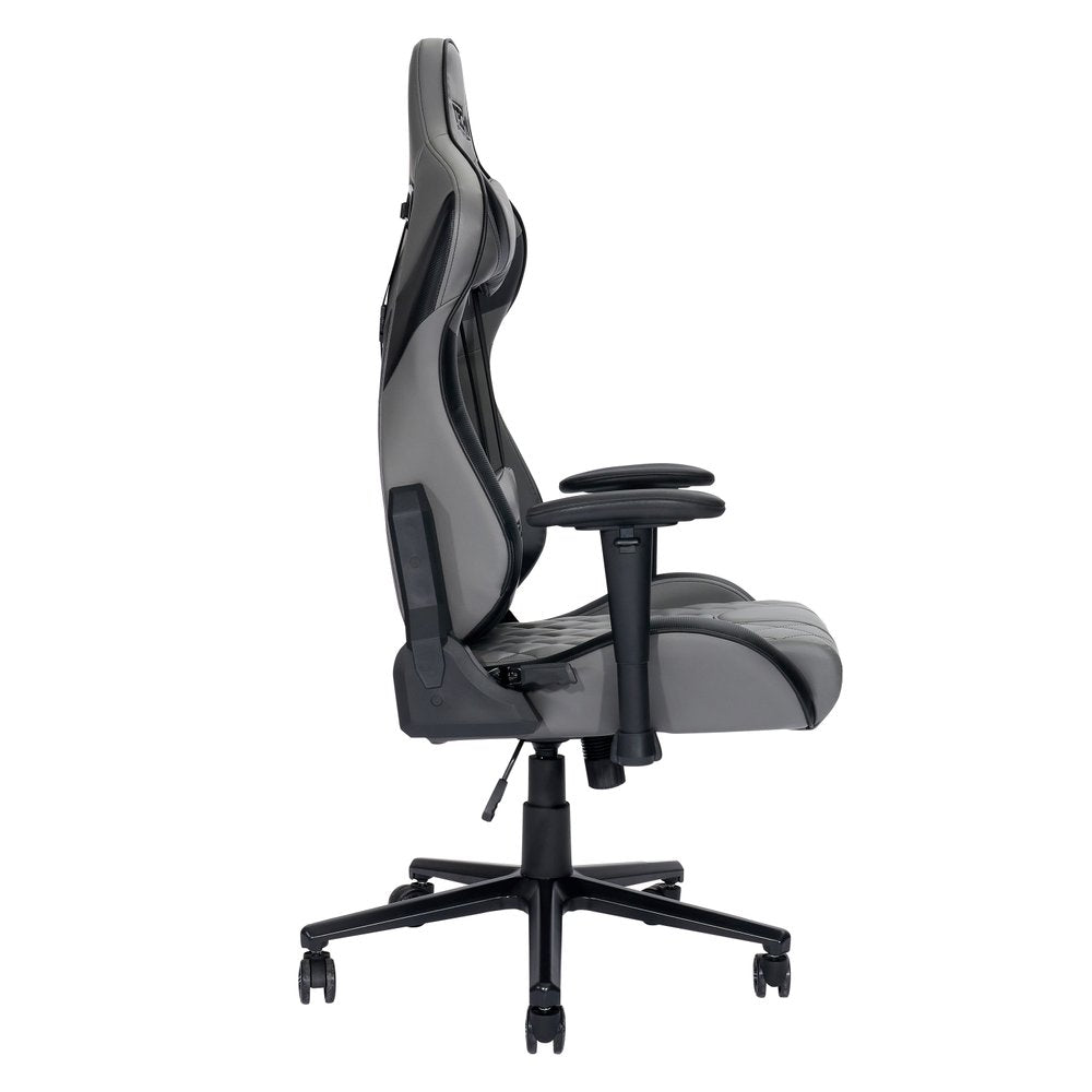 Gray And Black Adjustable Height Swivel Rolling Gaming Chair