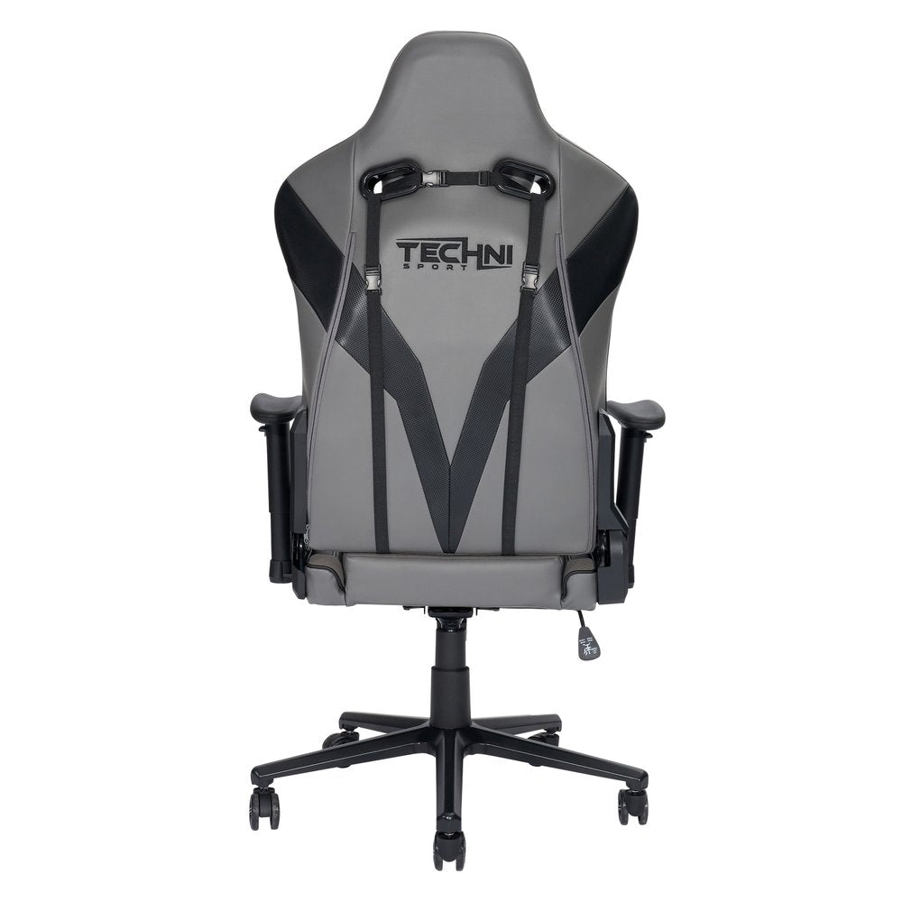Gray And Black Adjustable Height Swivel Rolling Gaming Chair