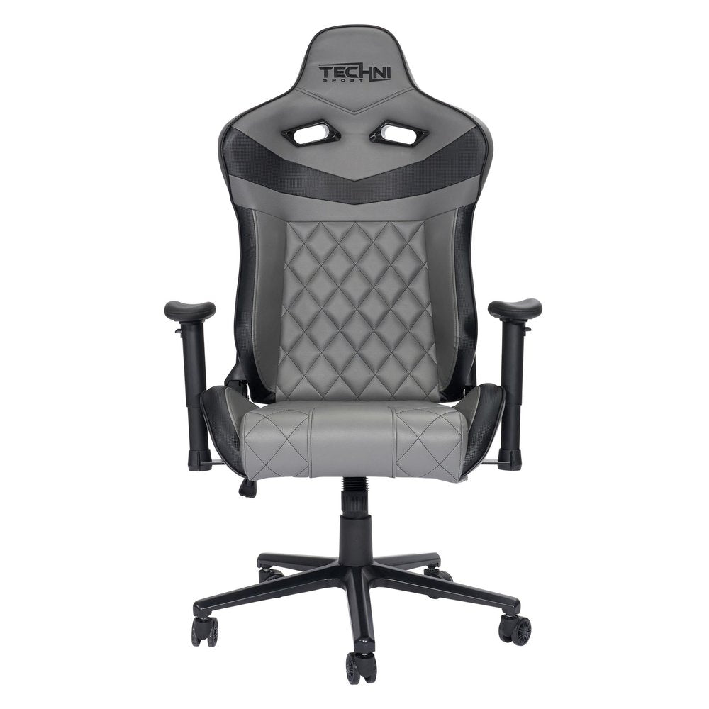 Gray And Black Adjustable Height Swivel Rolling Gaming Chair