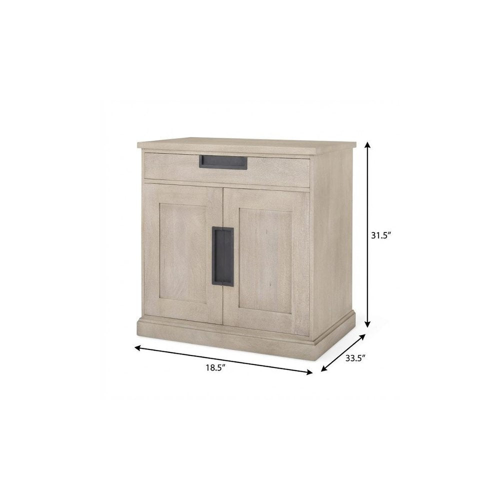 19" Brown Solid Wood Accent Cabinet With Two Doors And One Drawer