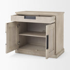 19" Brown Solid Wood Accent Cabinet With Two Doors And One Drawer