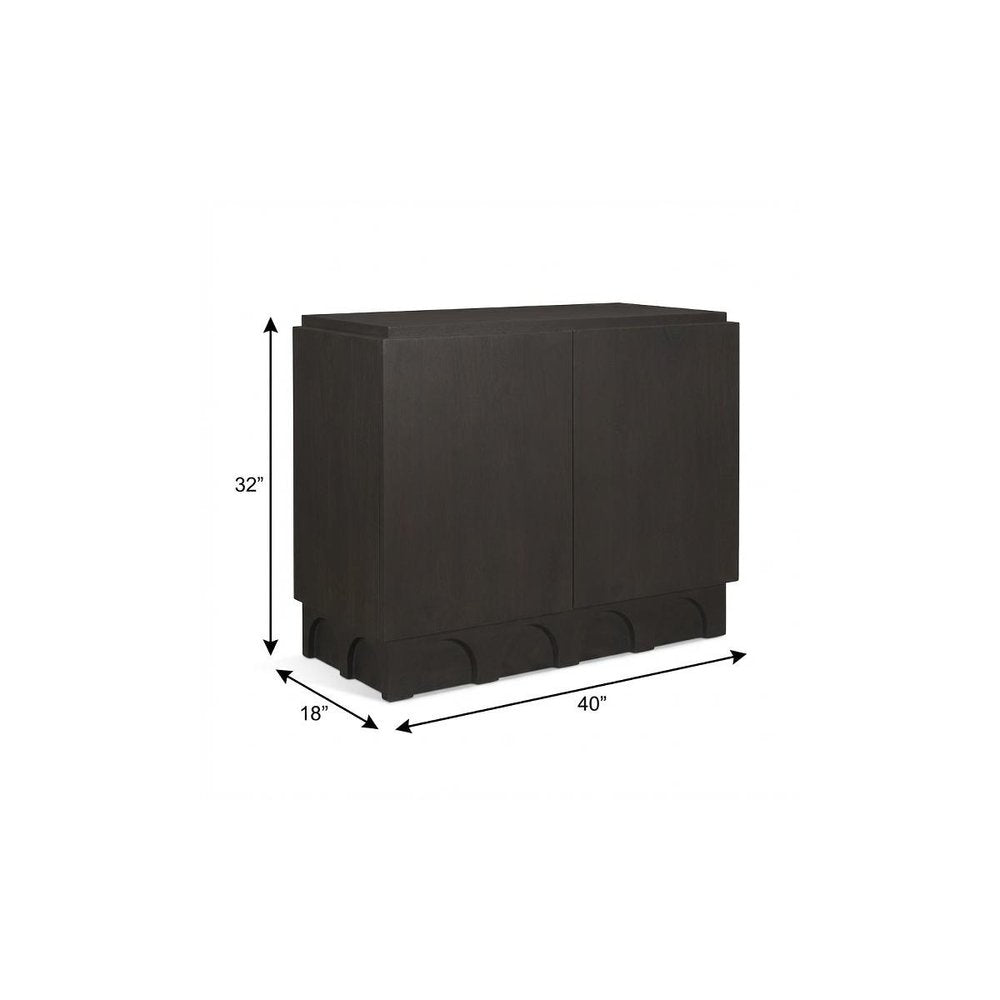18" Dark Brown and Brown Solid Wood Accent Cabinet With Two Doors