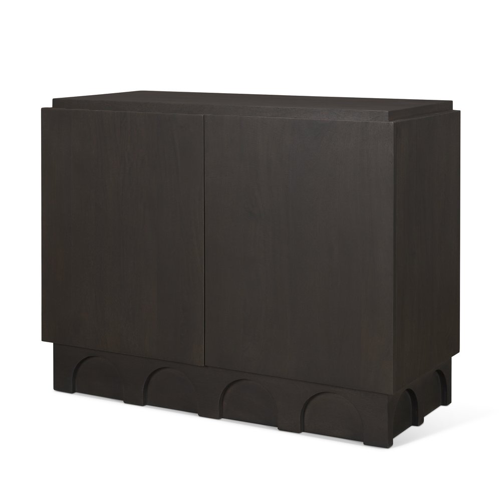18" Dark Brown and Brown Solid Wood Accent Cabinet With Two Doors
