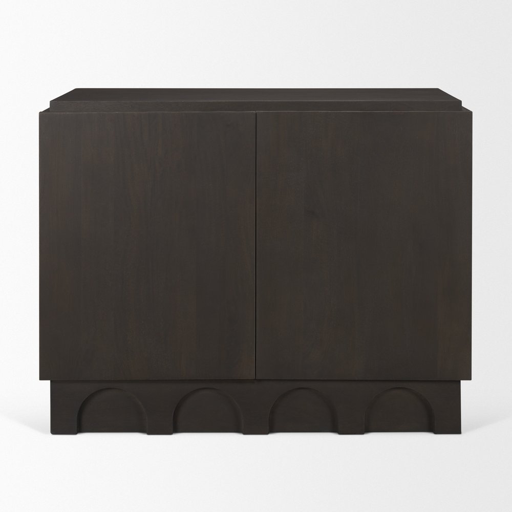 18" Dark Brown and Brown Solid Wood Accent Cabinet With Two Doors
