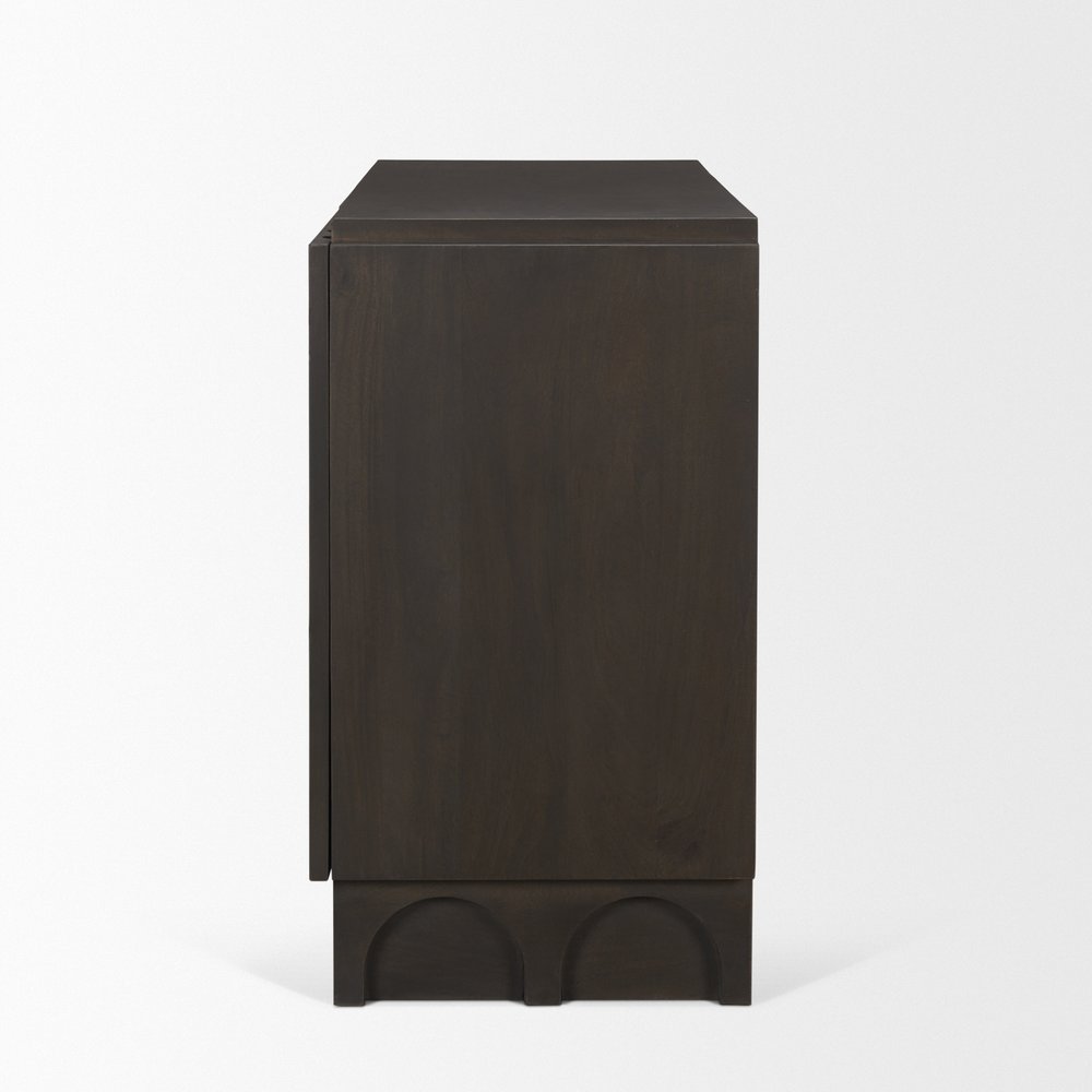 18" Dark Brown and Brown Solid Wood Accent Cabinet With Two Doors