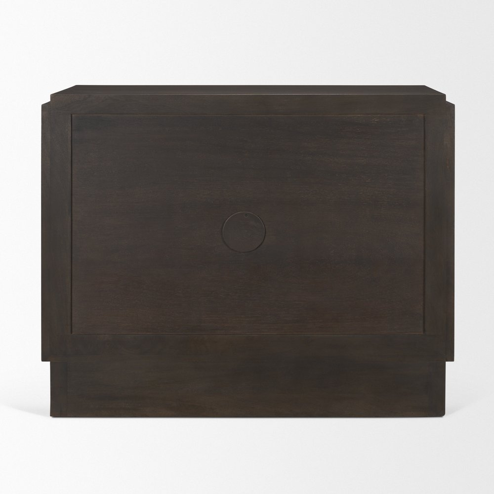 18" Dark Brown and Brown Solid Wood Accent Cabinet With Two Doors