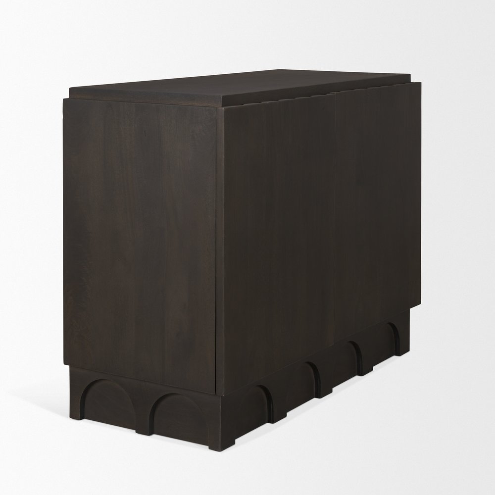 18" Dark Brown and Brown Solid Wood Accent Cabinet With Two Doors