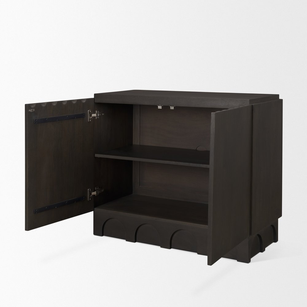 18" Dark Brown and Brown Solid Wood Accent Cabinet With Two Doors
