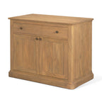 19" Brown Solid Wood Accent Cabinet With Two Doors And One Drawer