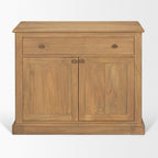 19" Brown Solid Wood Accent Cabinet With Two Doors And One Drawer