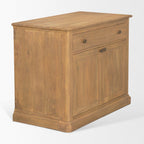 19" Brown Solid Wood Accent Cabinet With Two Doors And One Drawer