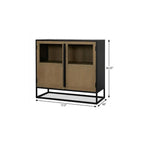 18" Black Iron and Metal Accent Cabinet With Two Doors