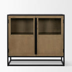 18" Black Iron and Metal Accent Cabinet With Two Doors